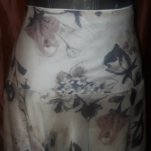 LAUREN RALPH LAUREN Chiffon tier skirt Flower Flowing Romance Lined Sheer Luxury - Picture 6 of 8